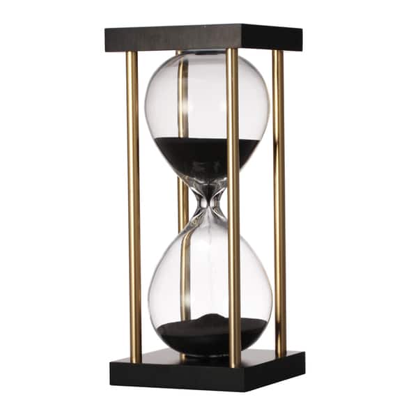 3-inch x 3-inch x 7-inch Black Hourglass in Stand - Bed Bath & Beyond ...