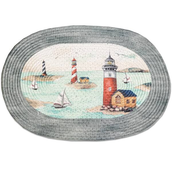 Multicolor Acrylic/Cotton/Olefin Braided Lighthouse Rug - Multi - 1'8 x ...
