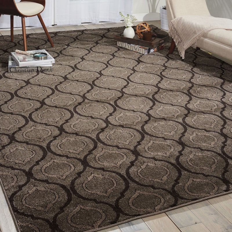 Nourison Glistening Nights Modern Geometric Trellis Area Rug