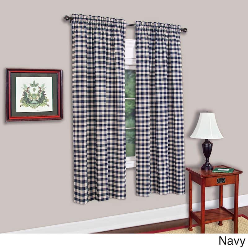 Buffalo Check Assorted Cotton-blended Window Panel - 63x43 - Navy - 1 Panel