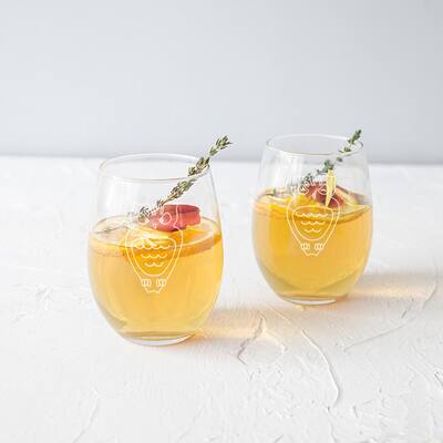 Owl-themed 21-ounce Clear Stemless Wine Glasses (Set of 4)