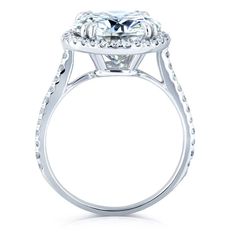 Annello by Kobelli 14k White Gold 5 1/5ct TGW Round Moissanite and Diamond Halo Statement Engagement Ring (HI/VS, GH/I)