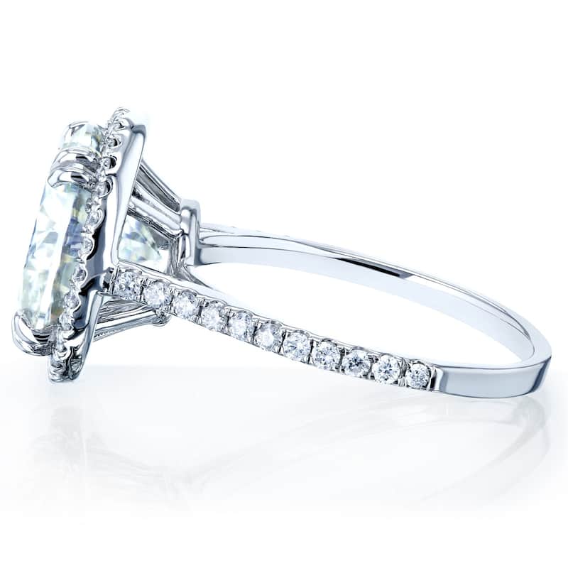 Annello by Kobelli 14k White Gold 5 1/5ct TGW Round Moissanite and Diamond Halo Statement Engagement Ring (HI/VS, GH/I)
