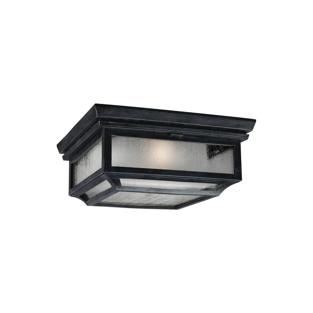 Feiss 2 - Light Outdoor Flush, Dark Weathered Zinc