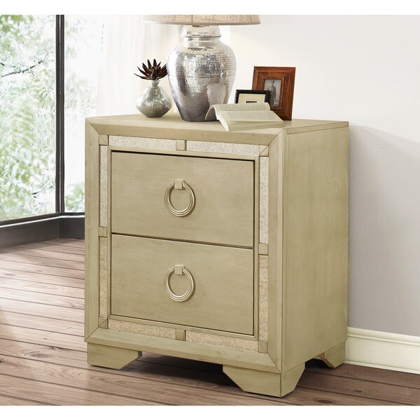 Abbyson Valentino Mirrored 2 Drawer Nightstand Free Shipping