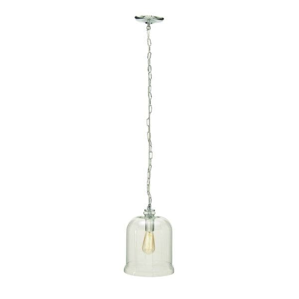 Benzara Inc. Silver Glass Hanging Lamp with Bulb