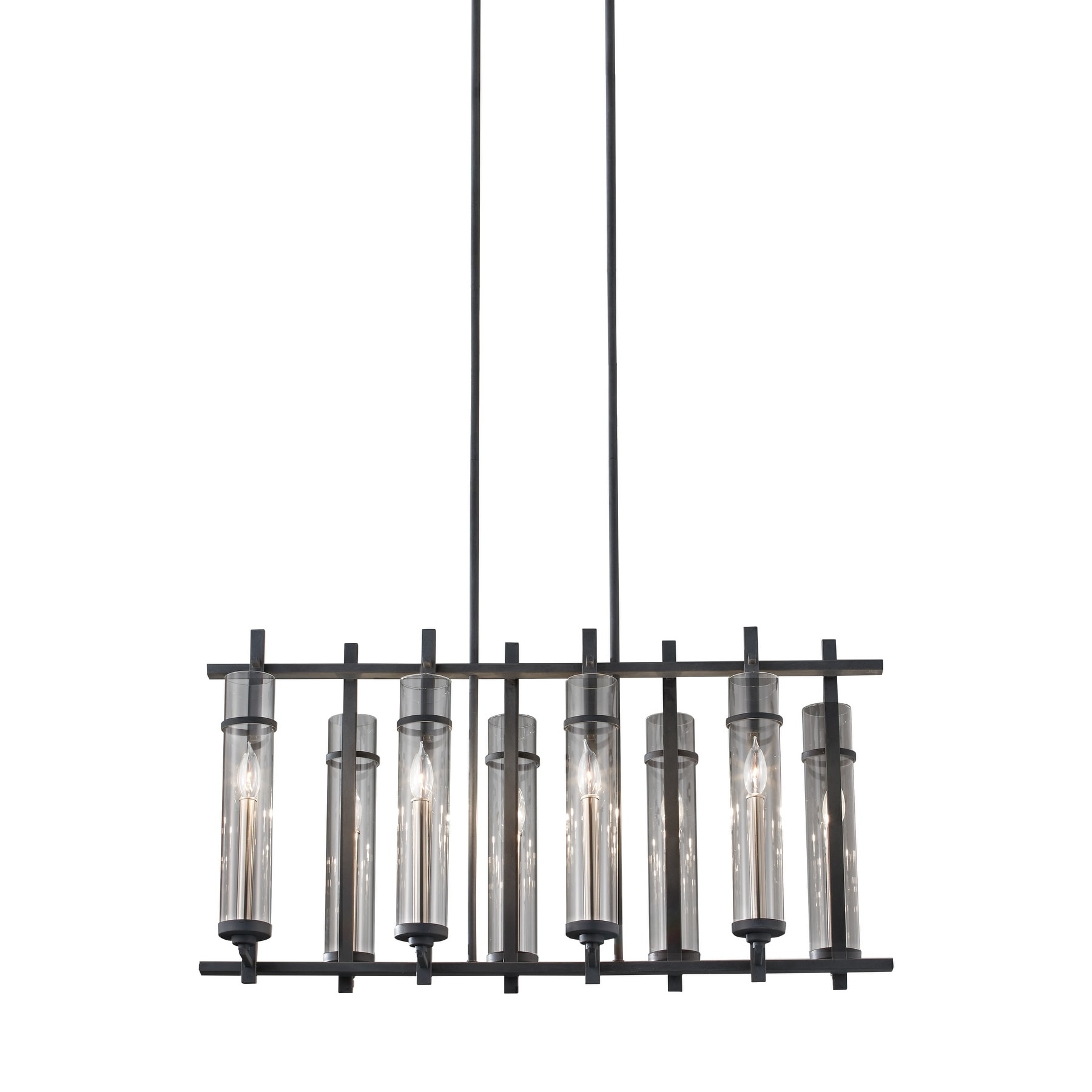 Feiss Ethan 8 Light Antique Forged Iron / Brushed Steel Chandelier (8 - Light Ethan) - Chandeliers For Bedrooms by Overstock.com