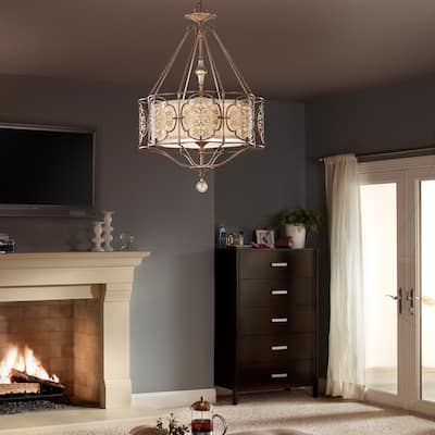 Feiss Marcella 3 Light British Bronze / Oxidized Bronze Chandelier - Silver