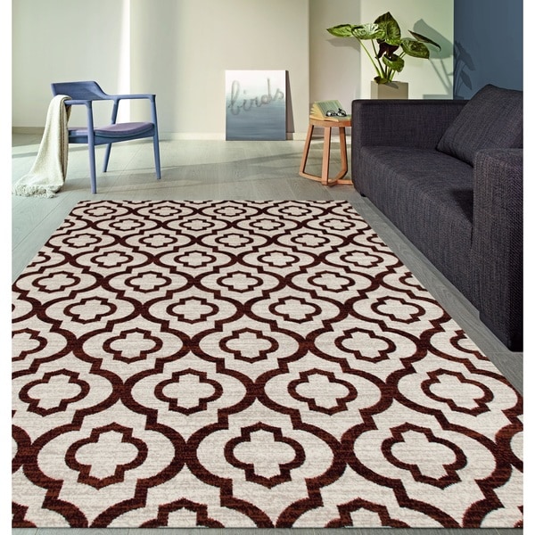 Moroccan Trellis Pattern High Quality Soft Red Area Rug - 7'10 x 10'2
