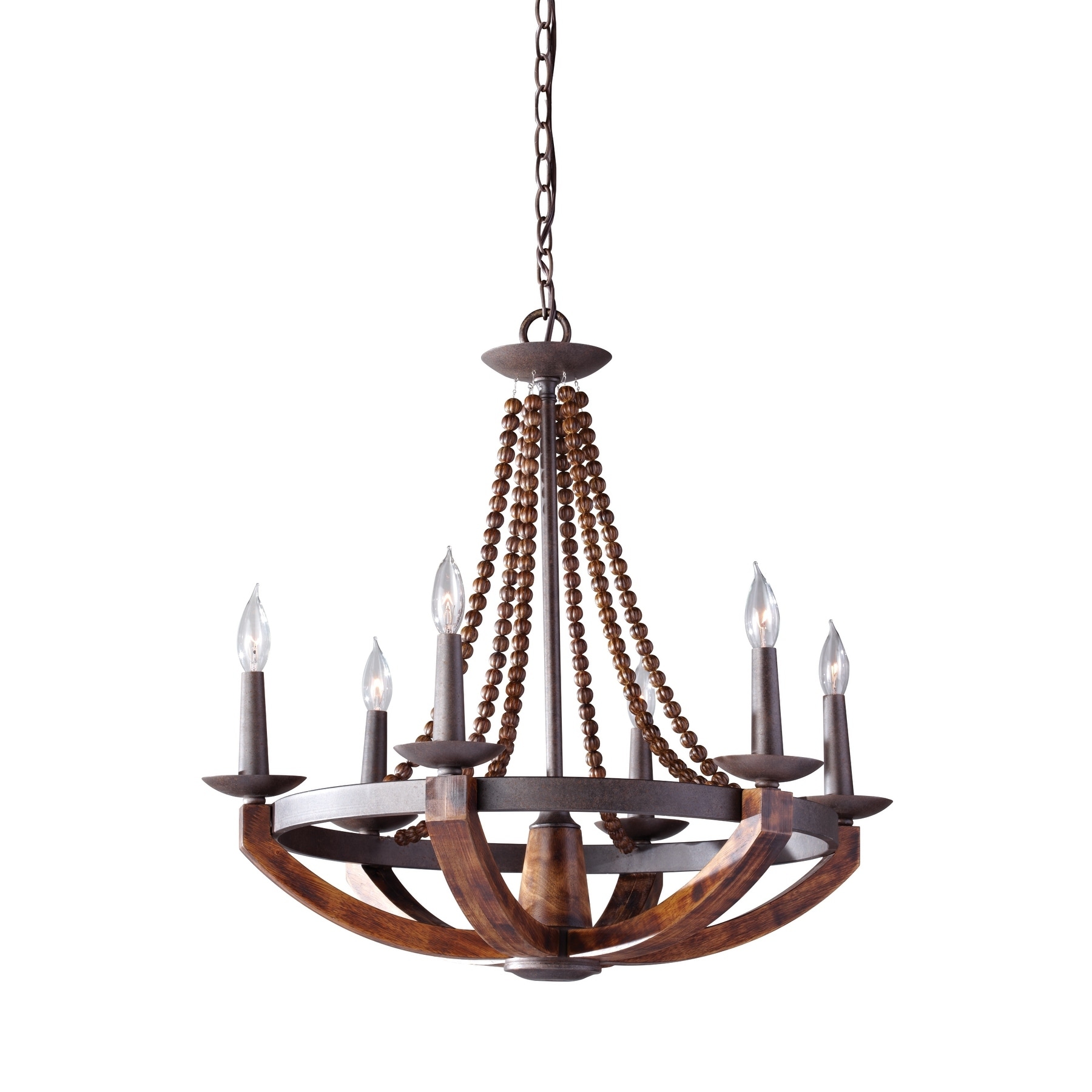 Feiss Adan 6 Light Rustic Iron / Burnished Wood Chandelier (6 - Light Adan) - Chandeliers For Bedrooms by Overstock.com
