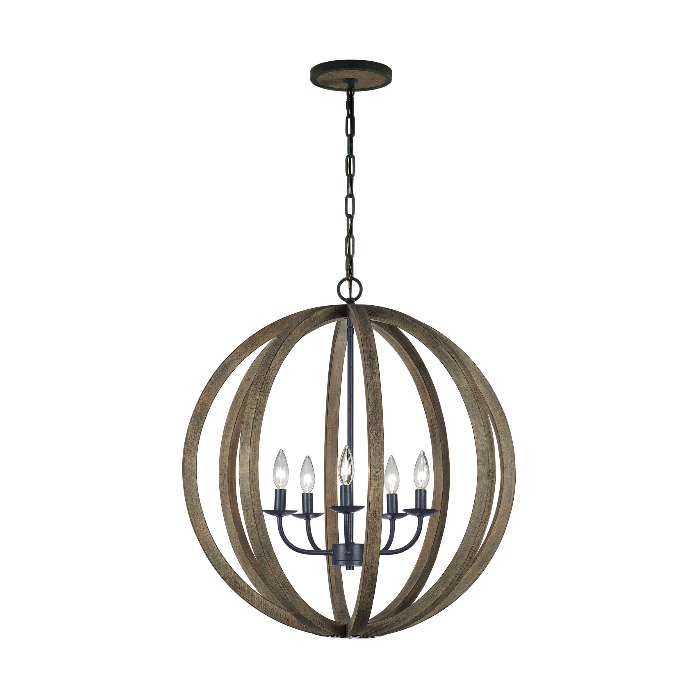 Feiss 5 Light Weathered Oak Wood / Antique Forged Iron Chandelier (5 - Light) - Chandeliers For Bedrooms by Overstock.com
