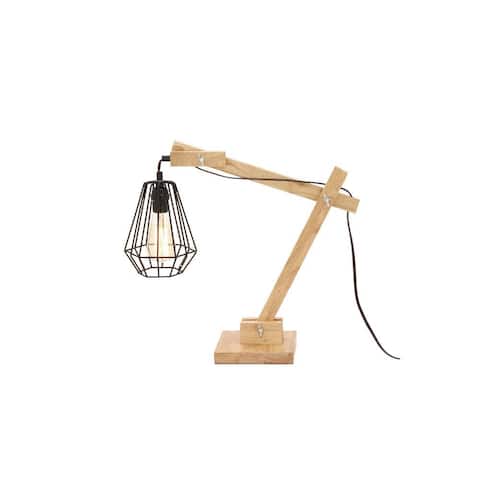 Brown Wood Industrial Desk Lamp 18 x 6 x 18