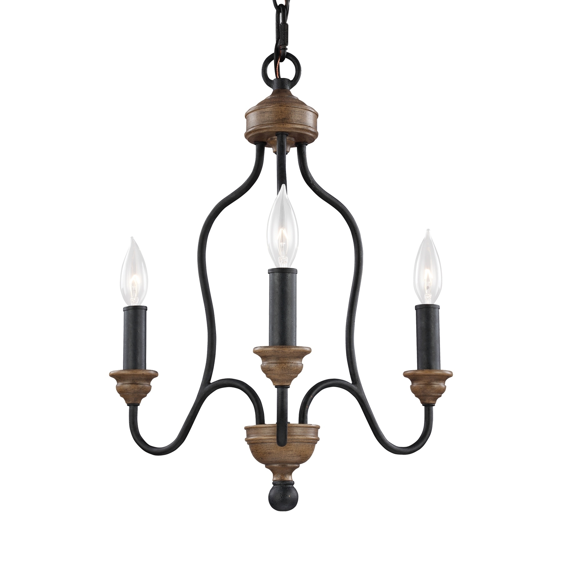 Feiss 3 Light Dark Weathered Zinc / Weathered Oak Chandelier (3 - Light Chandelier) - Chandeliers For Bedrooms by Overstock.com
