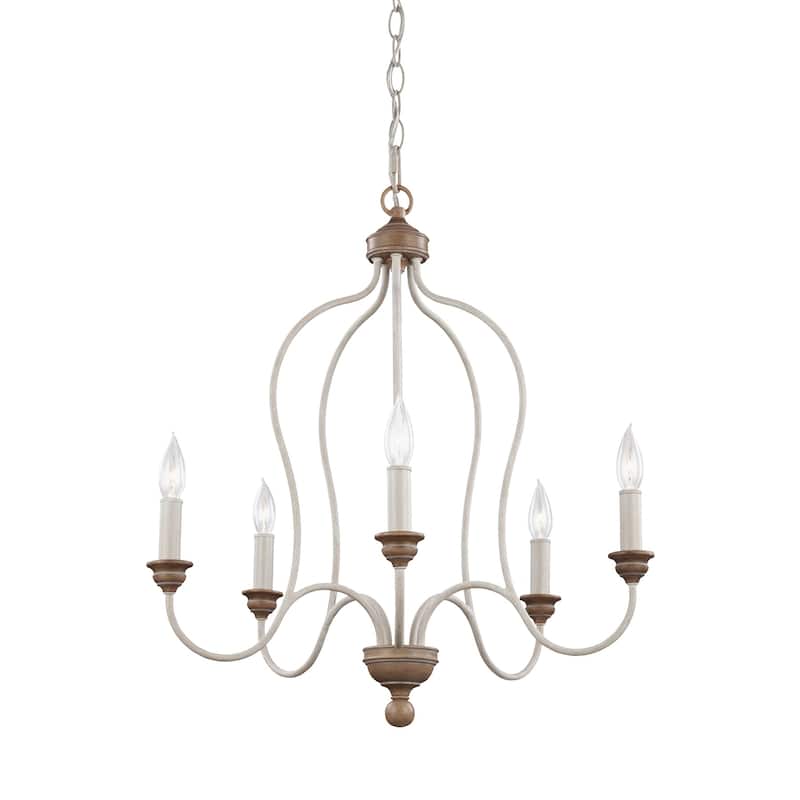 Feiss 5 Light Chalk Washed / Beachwood Chandelier