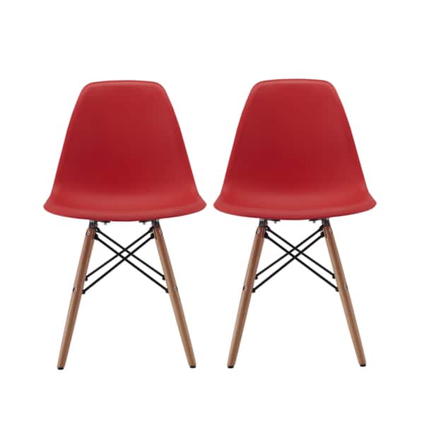 Shop Modern Chair Natural Wood Legs In Color White Black And Red Dining Chairs Set Of 2 On Sale Overstock 11856737