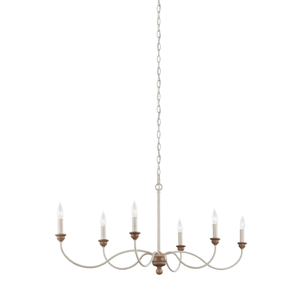 Feiss 6 Light Chalk Washed / Beachwood Chandelier