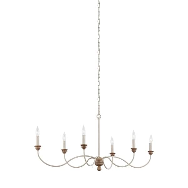 slide 1 of 1, Feiss 6 Light Chalk Washed / Beachwood Chandelier