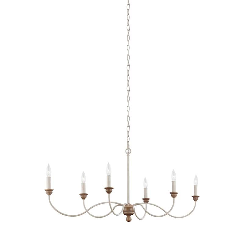 Feiss 6 Light Chalk Washed / Beachwood Chandelier
