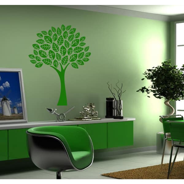 Decorative tree Wall Art Sticker Decal Green Overstock 11857164