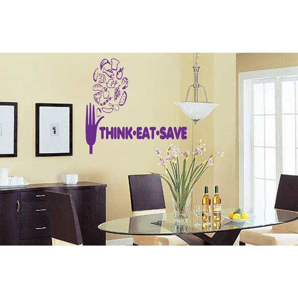 Quote Stop Think eat save Wall Art Sticker Decal Purple - Bed Bath ...