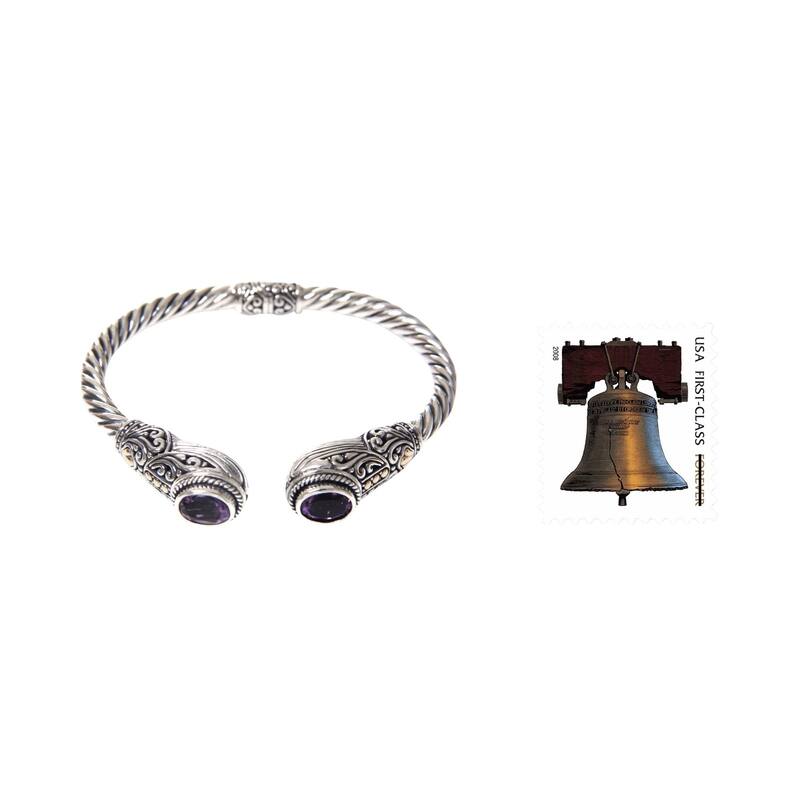 Handmade Gold Accent Empress of Gelgel Amethyst Bracelet (Indonesia)