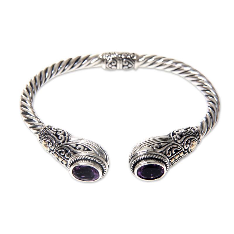 Handmade Gold Accent Empress of Gelgel Amethyst Bracelet (Indonesia)