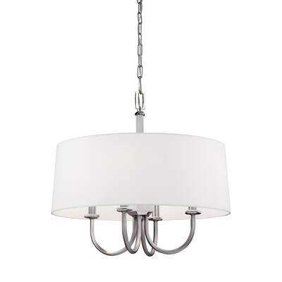 Feiss Drum 4-light Satin Nickel / Polished Nickel Chandelier