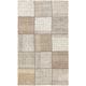 preview thumbnail 14 of 25, Flat-weave Moldovia Patch Beige, Cream Cotton Kilim 3'11" x 6'7" - Ivory/ Light Grey/Ivory