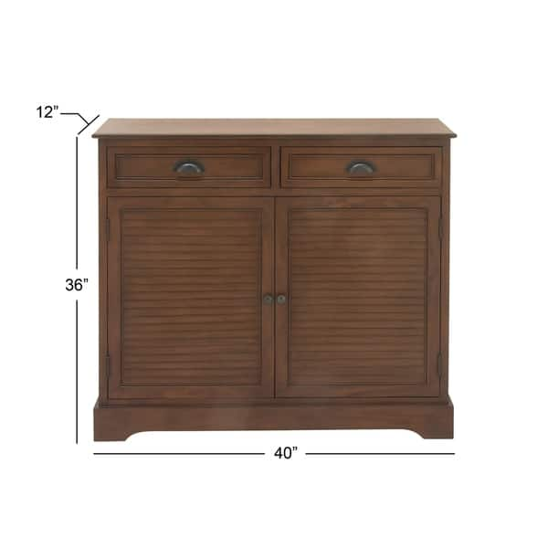 Shop Traditional 36 X 40 Inch Brown Louvered Wooden Cabinet By