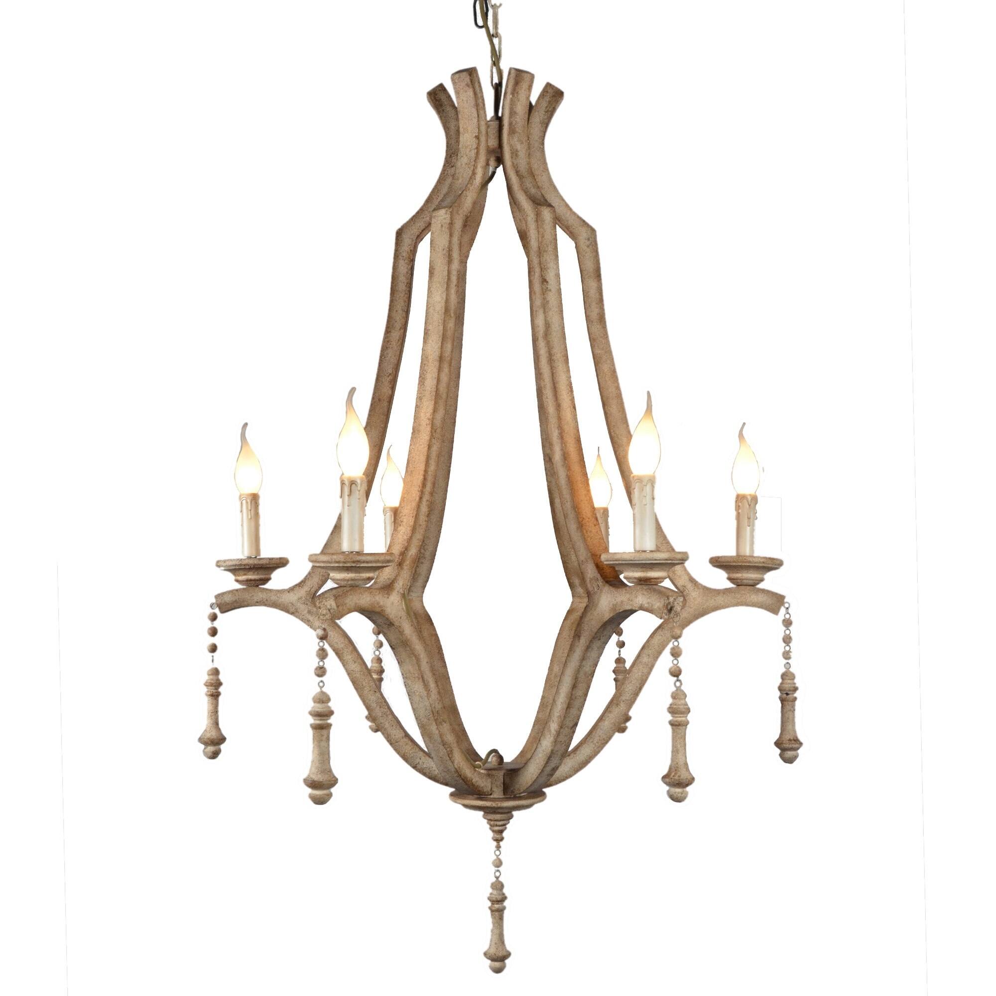 Y-Decor Musella 6 Light Chandelier in Wood frame and Neutral finish (30.75W X 41.75H, Oil Rubbed Bronze, Wooden) - Chandeliers For Bedrooms by Overstock.com