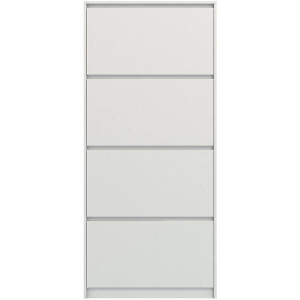 Shop Bright White High Gloss 4 Drawer Shoe Cabinet Free Shipping