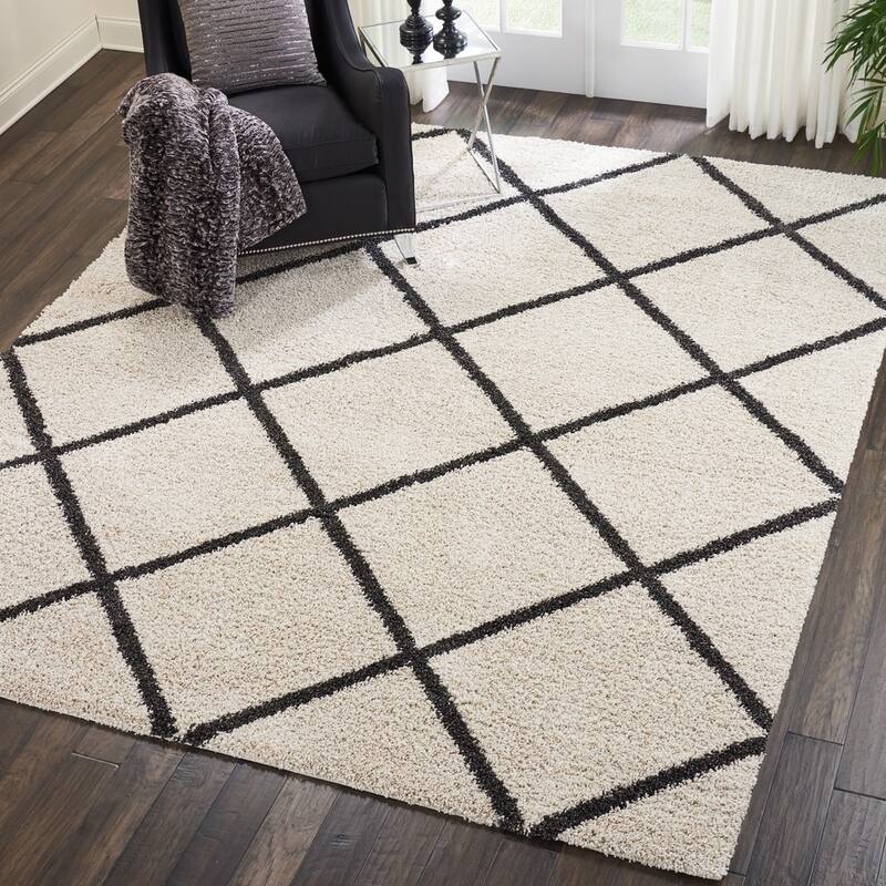 Nourison Brisbane Large Diamond Geometric Modern Shag Area Rug