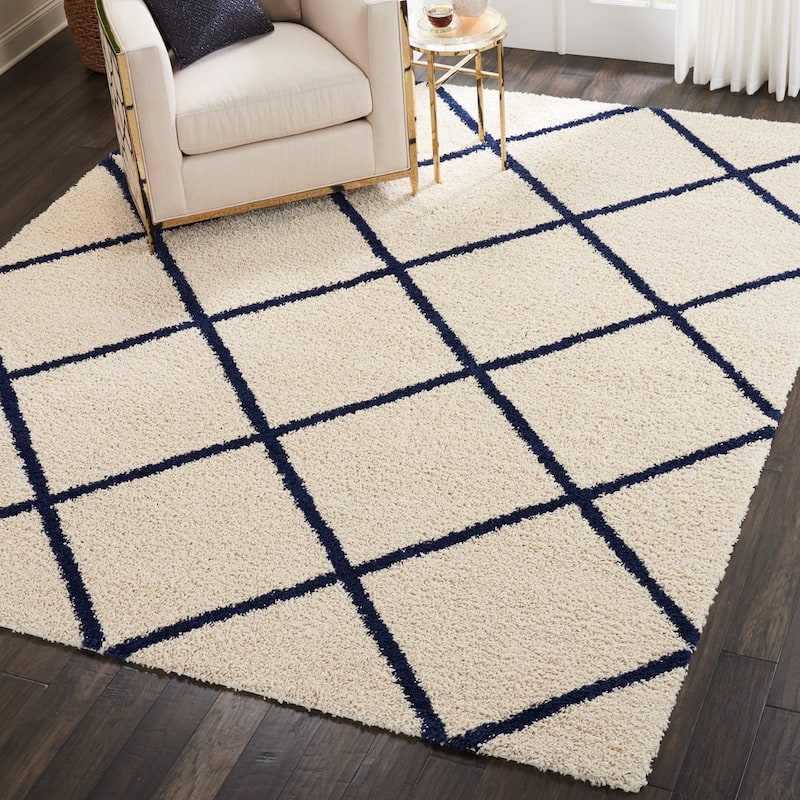 Nourison Brisbane Large Diamond Geometric Modern Shag Area Rug