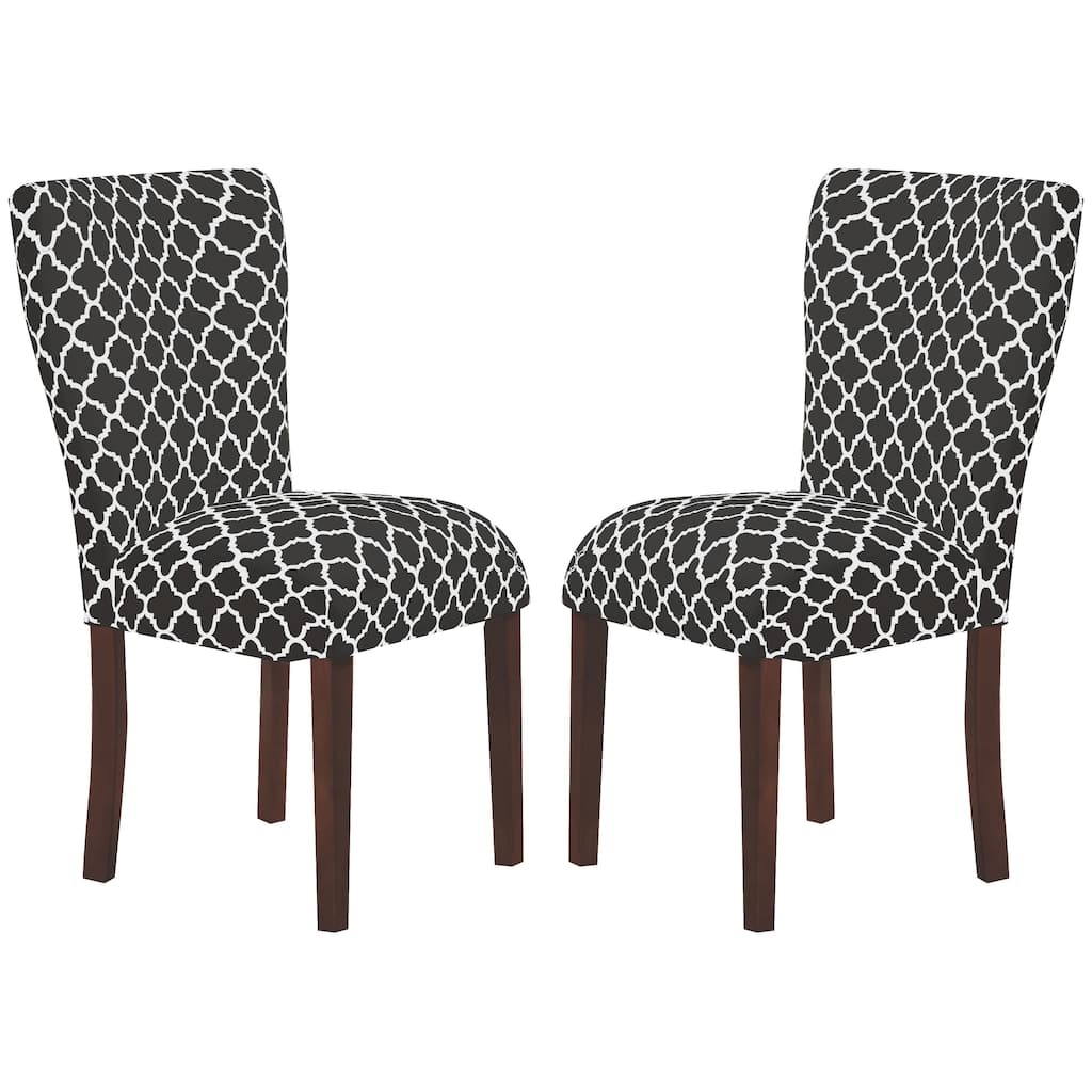 Rashay Parson Style Black/ White Quatrefoil Patterned Dining Chairs (Set of 2)