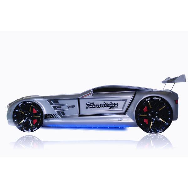 Shop Roadstar Racing Car Bed Grey Color With Poly Foam Mattress