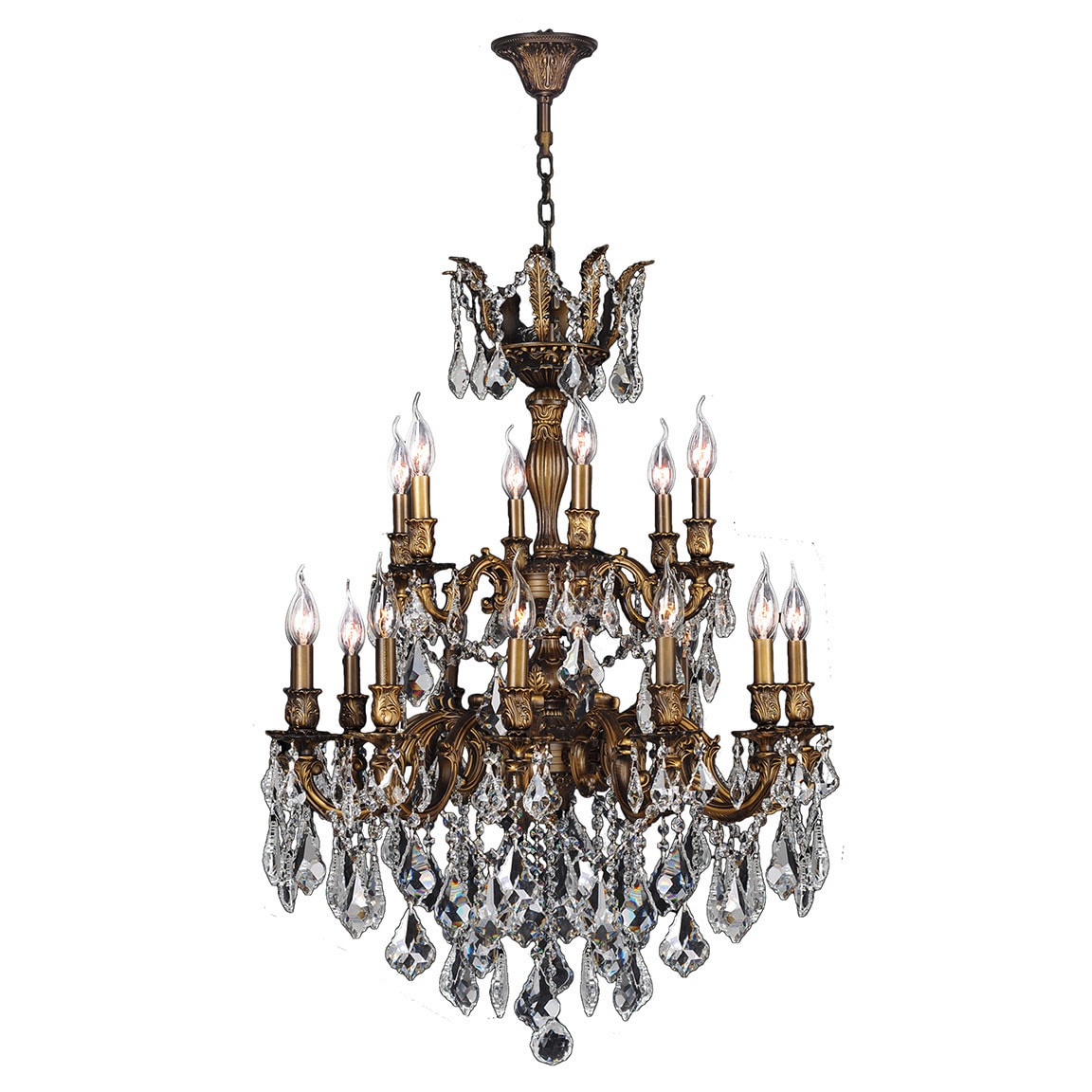 French Imperial Collection 18-light Antique Bronze Finish and Clear Crystal Chandelier (D27" H38") - Chandeliers For Bedrooms by Overstock.com