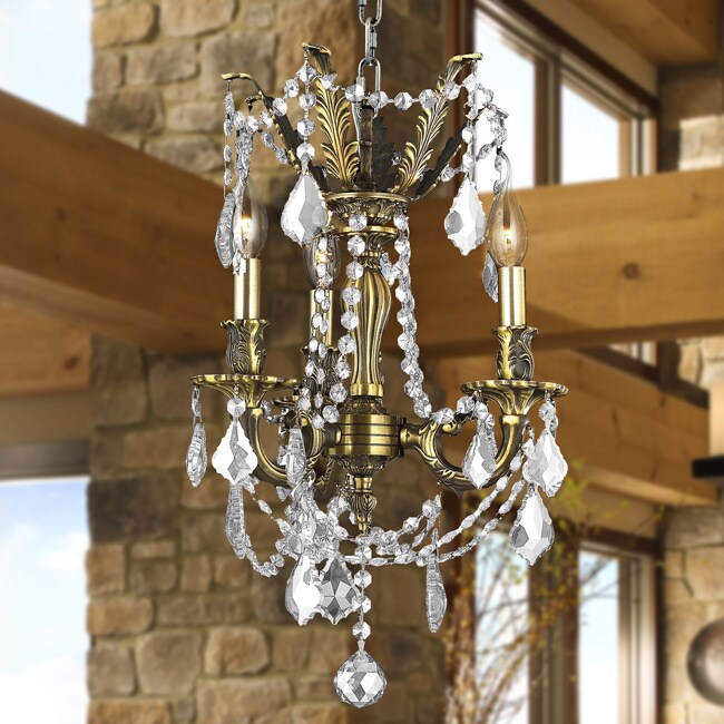 Italian Elegance Collection 3-light Antique Bronze  Finish and Clear Crystal Traditional Chandelier (D13" H18") - Chandeliers For Bedrooms by Overstock.com