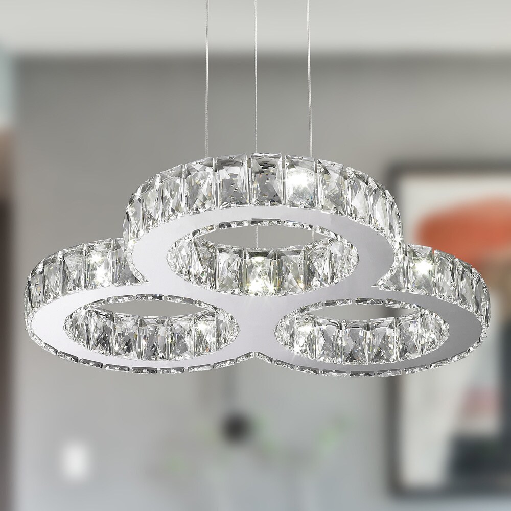 Galaxy 27 LED-light Crystal Triple Ring Chandelier 24 in Wide (24" D x 1.5" H) - Chandeliers For Bedrooms by Overstock.com
