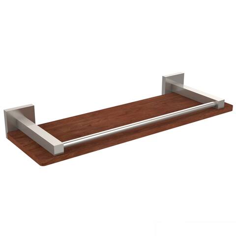 Montero Collection Black, Brass, Bronze, Chrome, Copper, Nickel, Pewter Brass and Wood 16-inch Wall Shelf With Gallery Rail