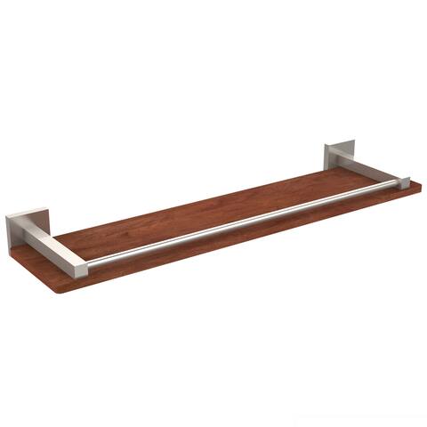 Montero Collection Black, Brass, Bronze, Chrome, Copper, Nickel, Pewter Brass and Wood 22-inch Wall Shelf with Gallery Rail