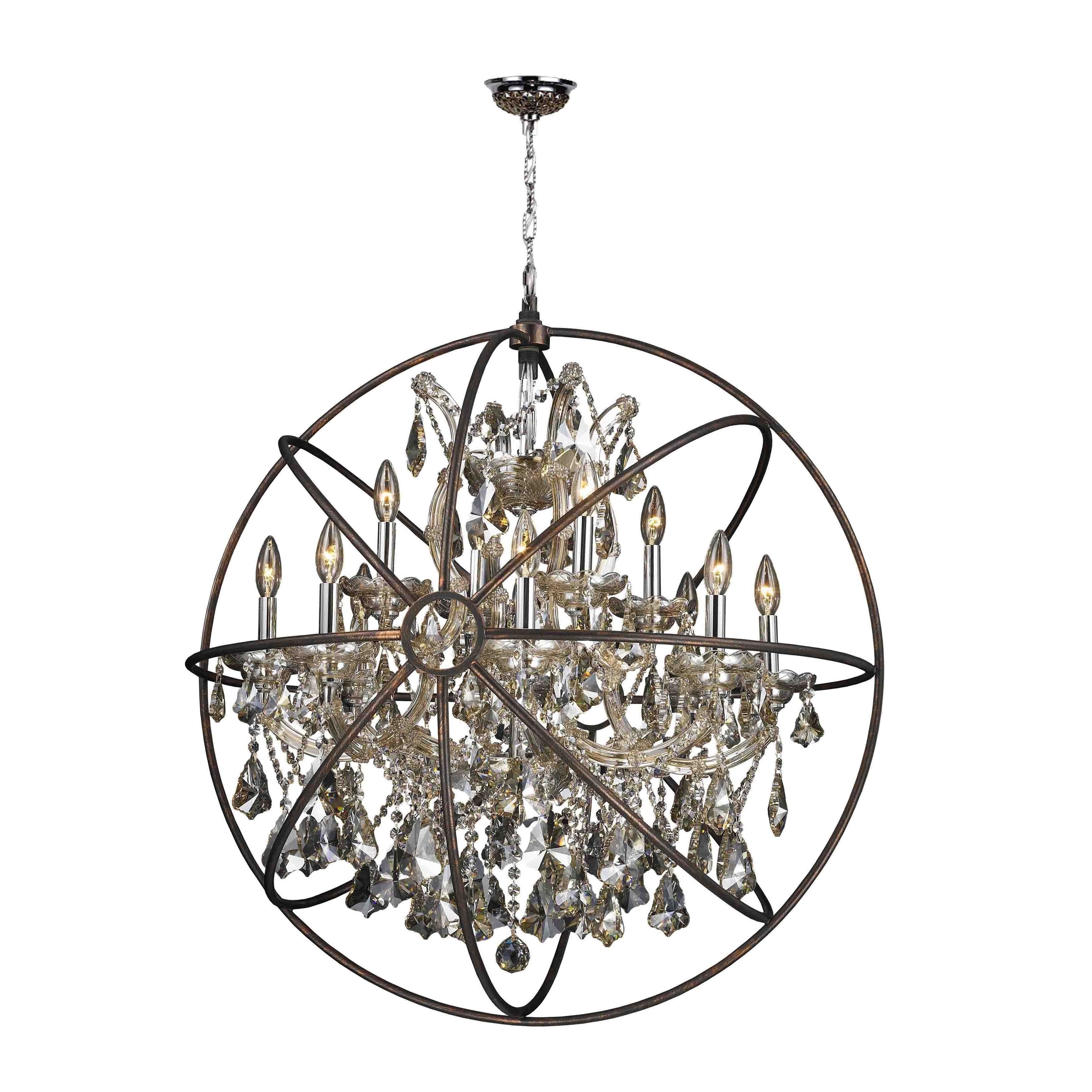 Foucault's Orb 13-light 33 inch Large Crystal Chandelier Dark Bronze Finish (D33 H35" H2") - Chandeliers For Bedrooms by Overstock.com