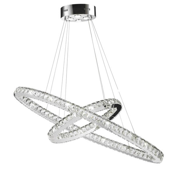 28 Light Led Chrome Finish And Clear Crystal Modern Interlocking Ring 28 Light Led Chrome Finish And Clear Crystal Modern Interlocking Ring
