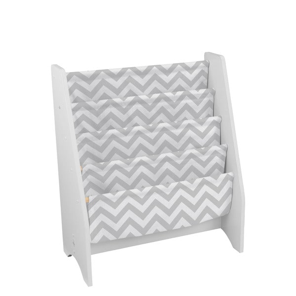 Kid Kraft Grey Pattern White Canvas Sling Bookshelf