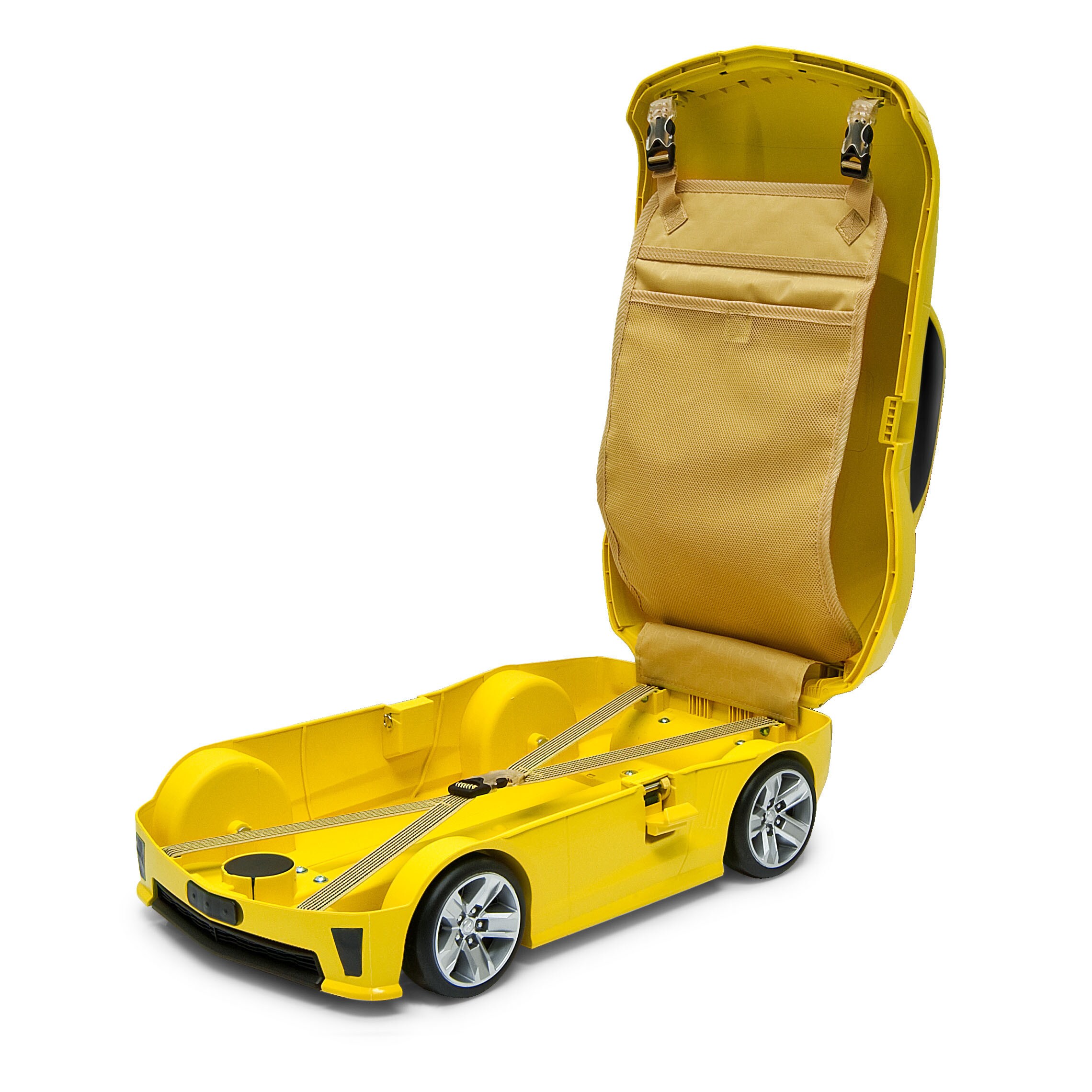 bright yellow suitcase