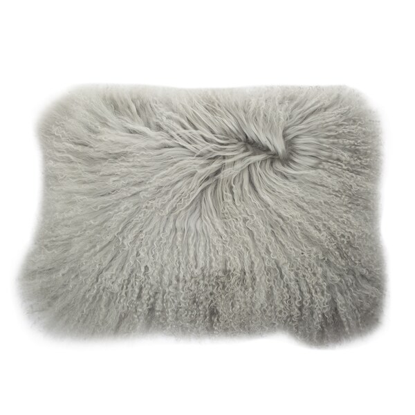 Shop A&B Home Grey Mongolian Lamb Fur Rectangular Throw Pillow ...