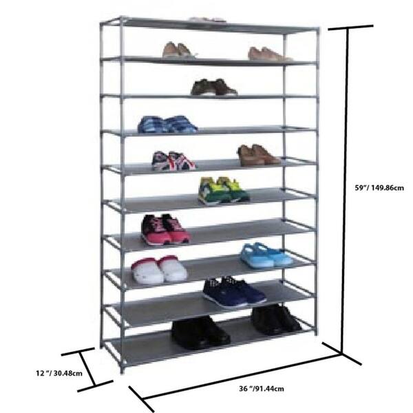 Shop Home Basics Grey 50 Pair Shoe Rack Storage Shelving Overstock 11862598