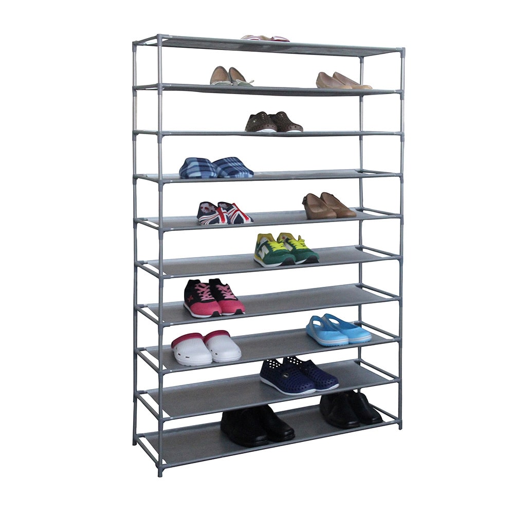 Shop Home Basics Grey Fabric Non Woven Extrawide 50pair Shoe Rack