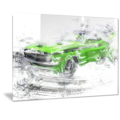 Designart Green American Classic Car Metal Wall Art