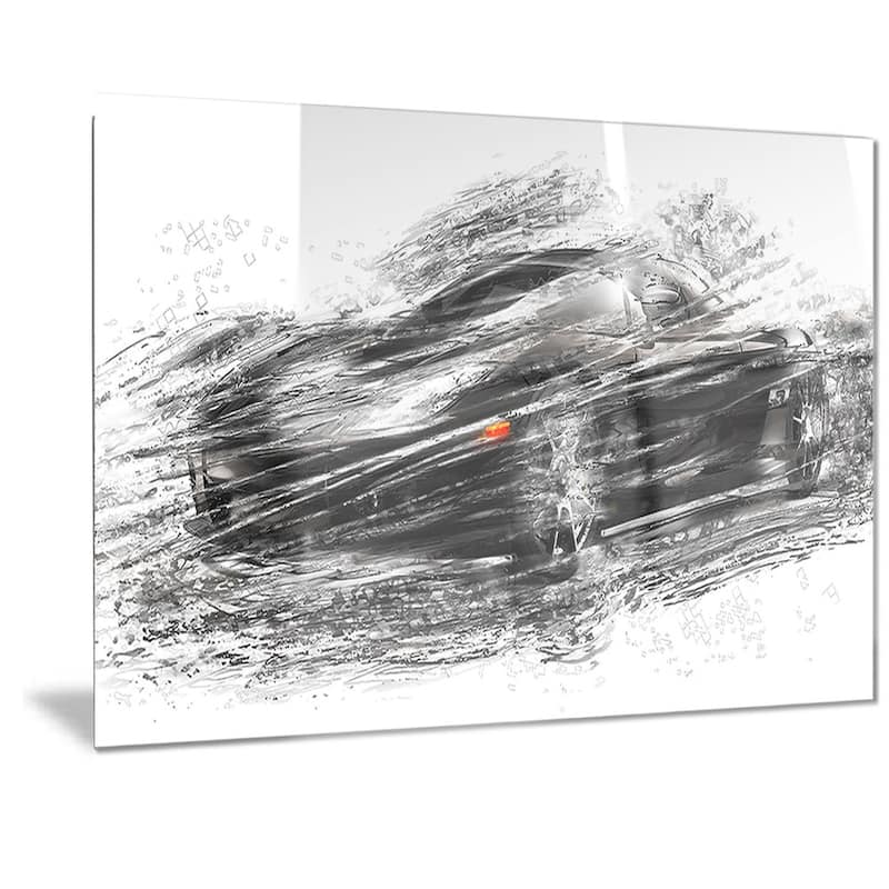 Designart Black Sports Car Metal Wall Art - 40 in. wide x 30 in. high - 1 panel