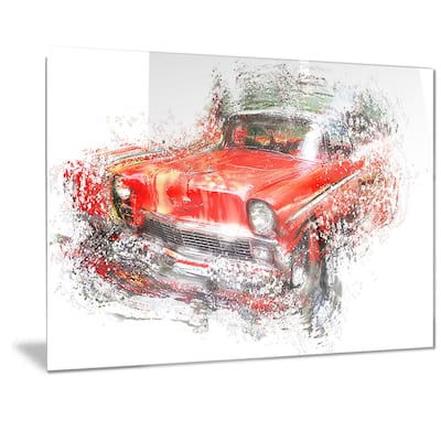 Designart Orange Classic Car Metal Wall Art